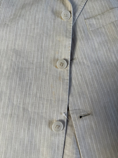 Completo in puro lino color panna gessato - tg. 52