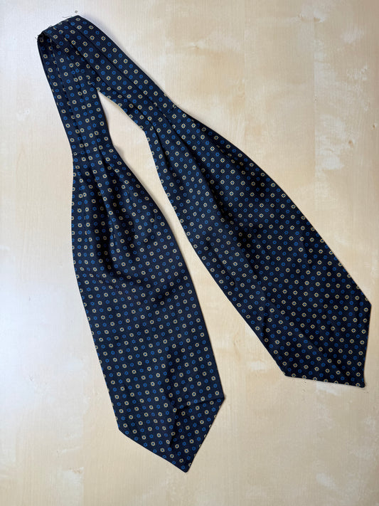Ascot blu notte micro fantasia fiori