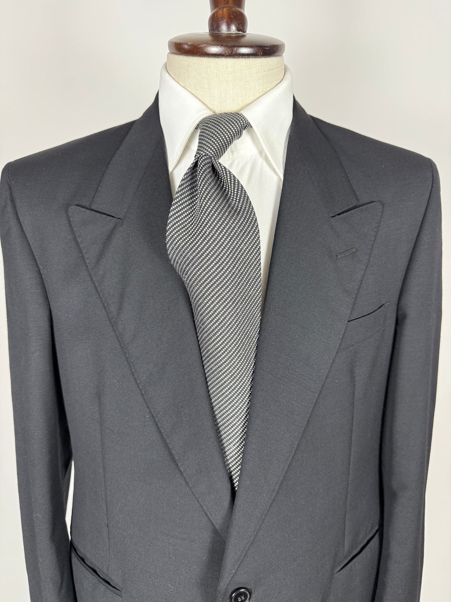 Giacca fresco lana blu mono bottone revers a lancia - tg. 50/52 corta