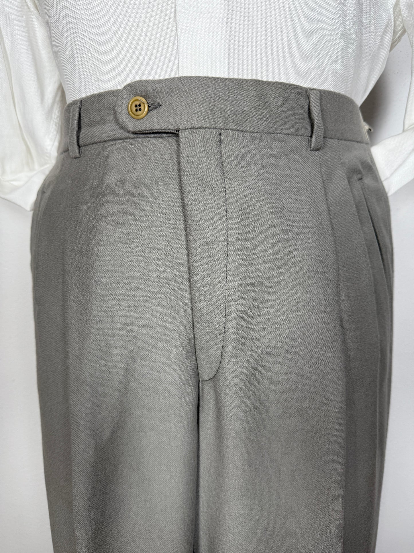 Pantalone in flanella anni ‘80 verde-grigio (NOS) - tg. 48
