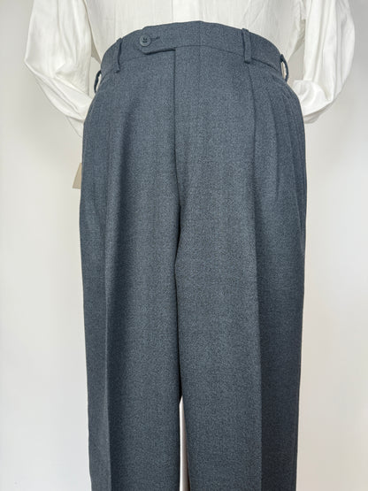 Pantaloni anni ‘80 crepella di lana verde scuro (NOS) - tg. 46