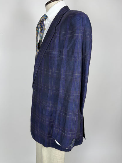 Giacca in lino tartan viola anni '80 - tg. 52
