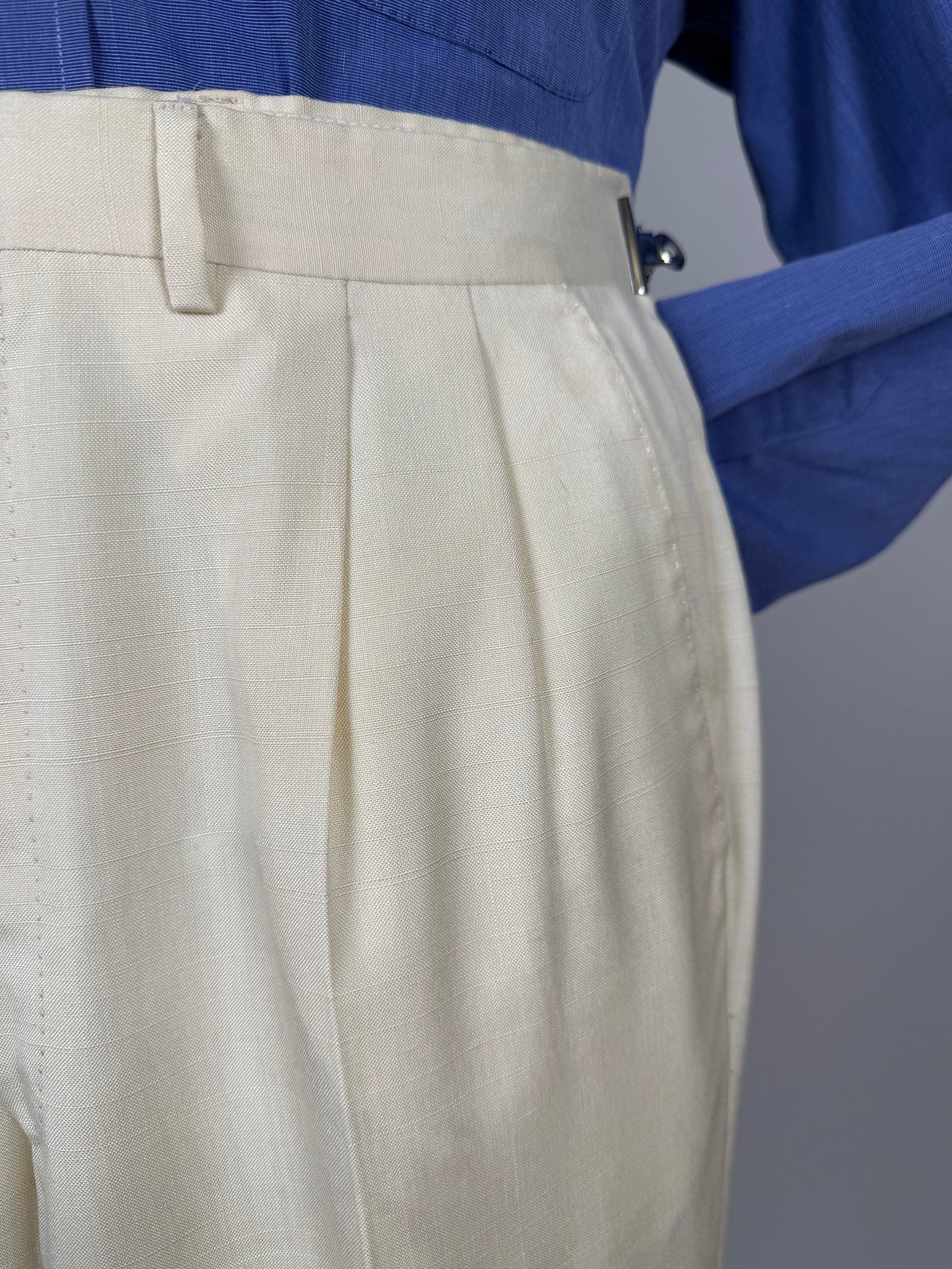 Pantaloni anni '70 misto seta color avorio - tg. 44/46