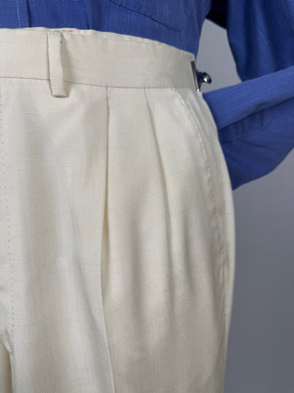 Pantaloni anni '70 misto seta color avorio - tg. 44/46