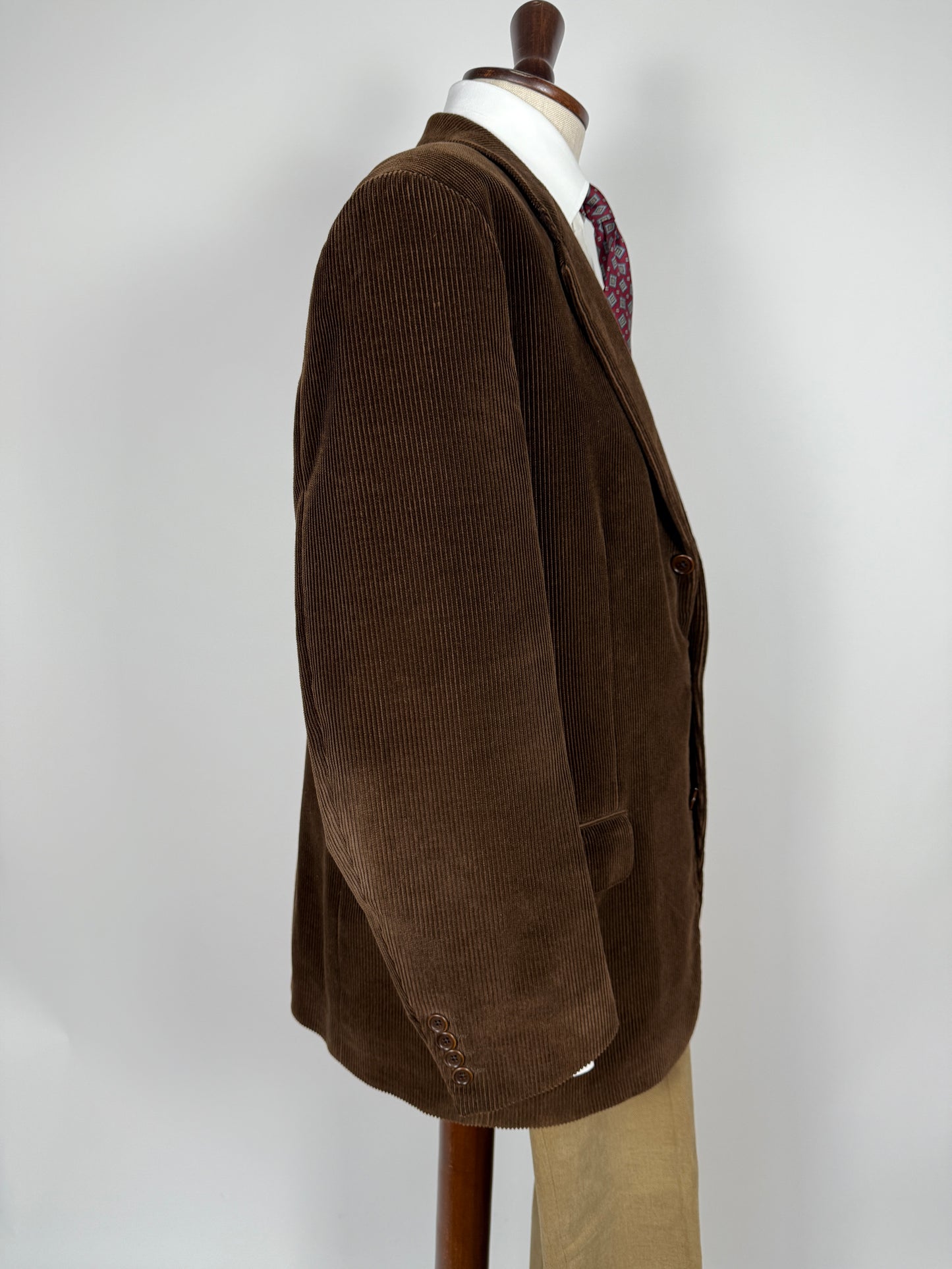 Giacca + panciotto anni '90 in velluto a coste marrone - tg. 56