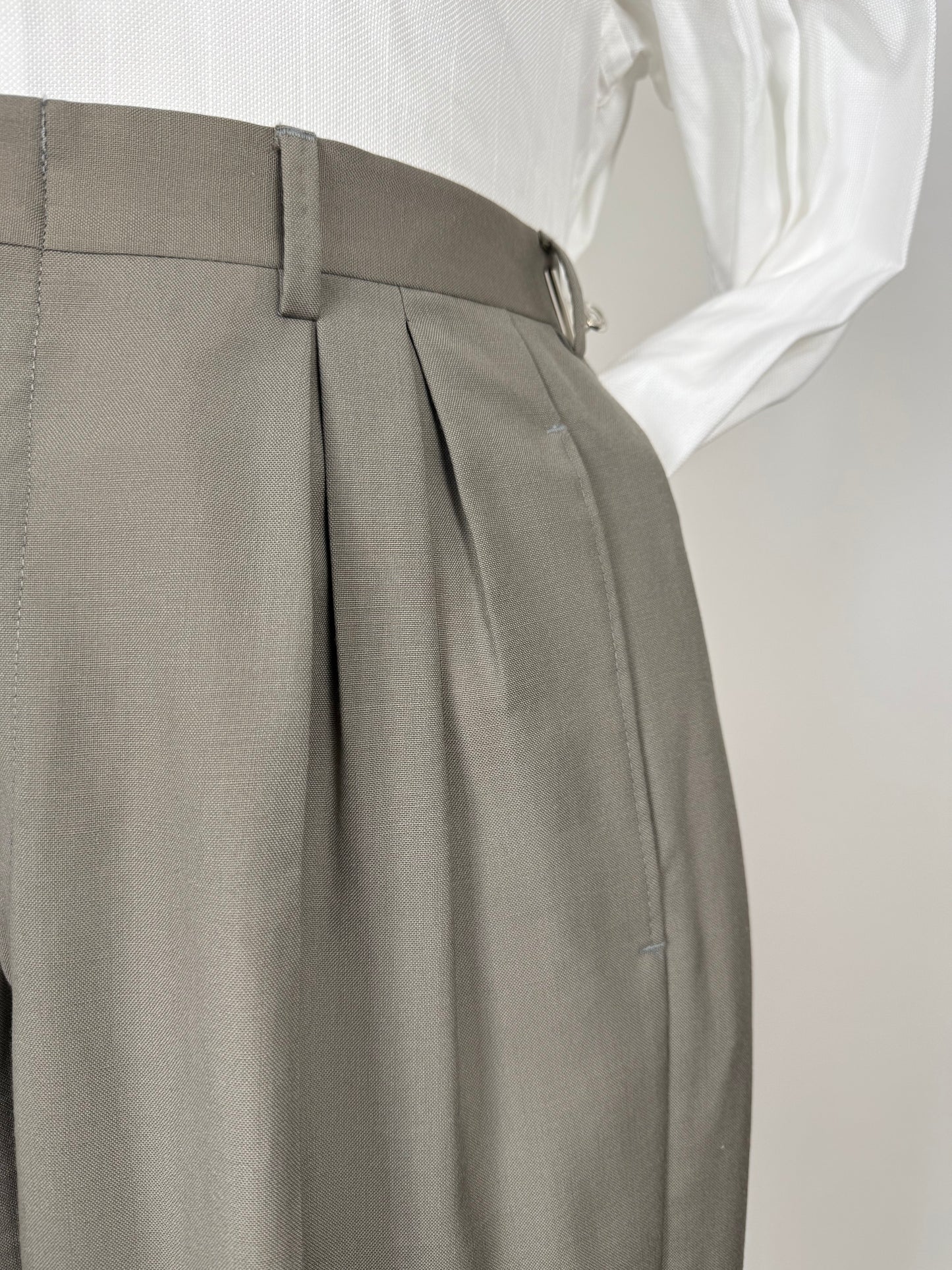 Pantaloni anni '80 fresco lana verde salvia 3 pinces - tg. 46