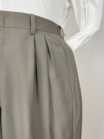Pantaloni anni '80 fresco lana verde salvia 3 pinces - tg. 46