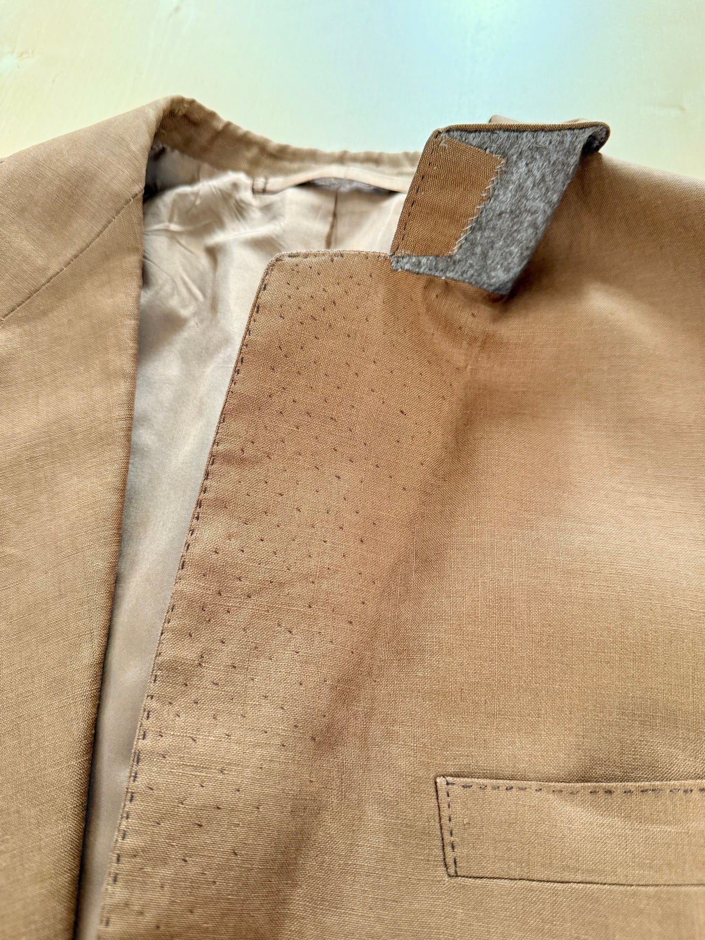Giacca sartoriale in lino irlandese color tabacco - tg. 48