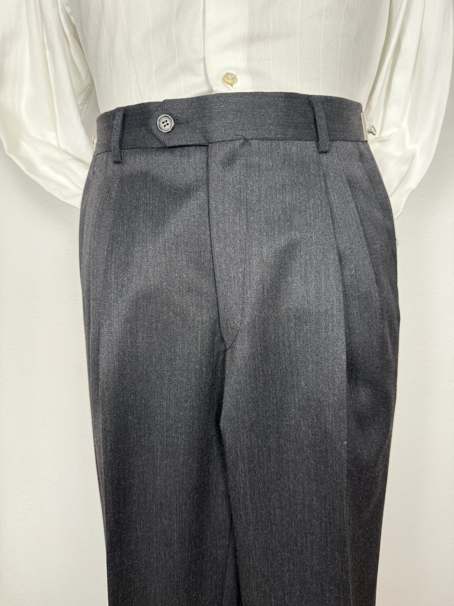 Completo 3 pezzi anni '90 in flanella grigio antracite - tg. 46/48