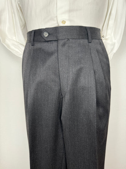 Completo 3 pezzi anni '90 in flanella grigio antracite - tg. 46/48