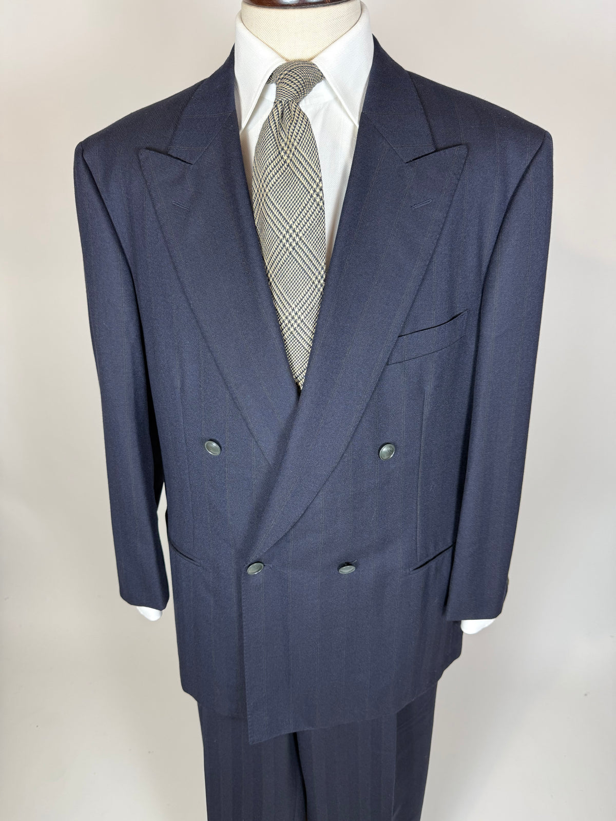 Completo doppiopetto Yves Saint Laurent anni '80 flanella blu - tg. 54/56