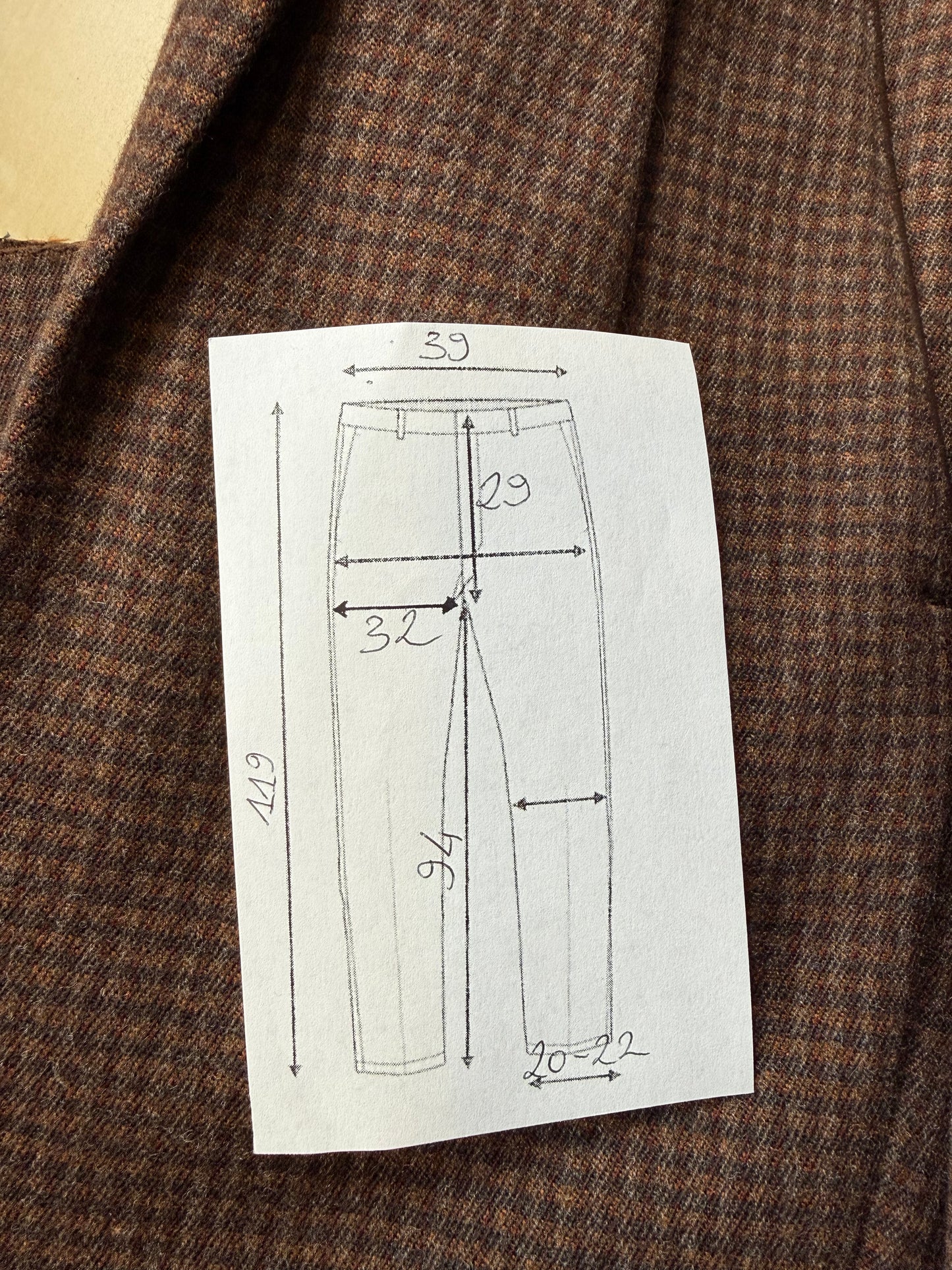 Pantaloni anni ‘70/‘80 flanella quadretti marrone ruggine (NOS) - tg. 44