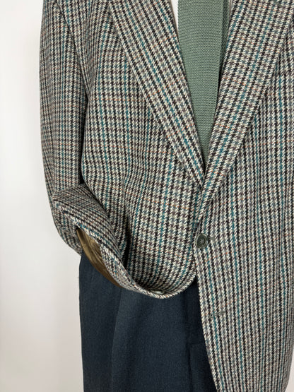 Giacca anni ‘80 pied-de-poule verde e grigio - tg. 60/62