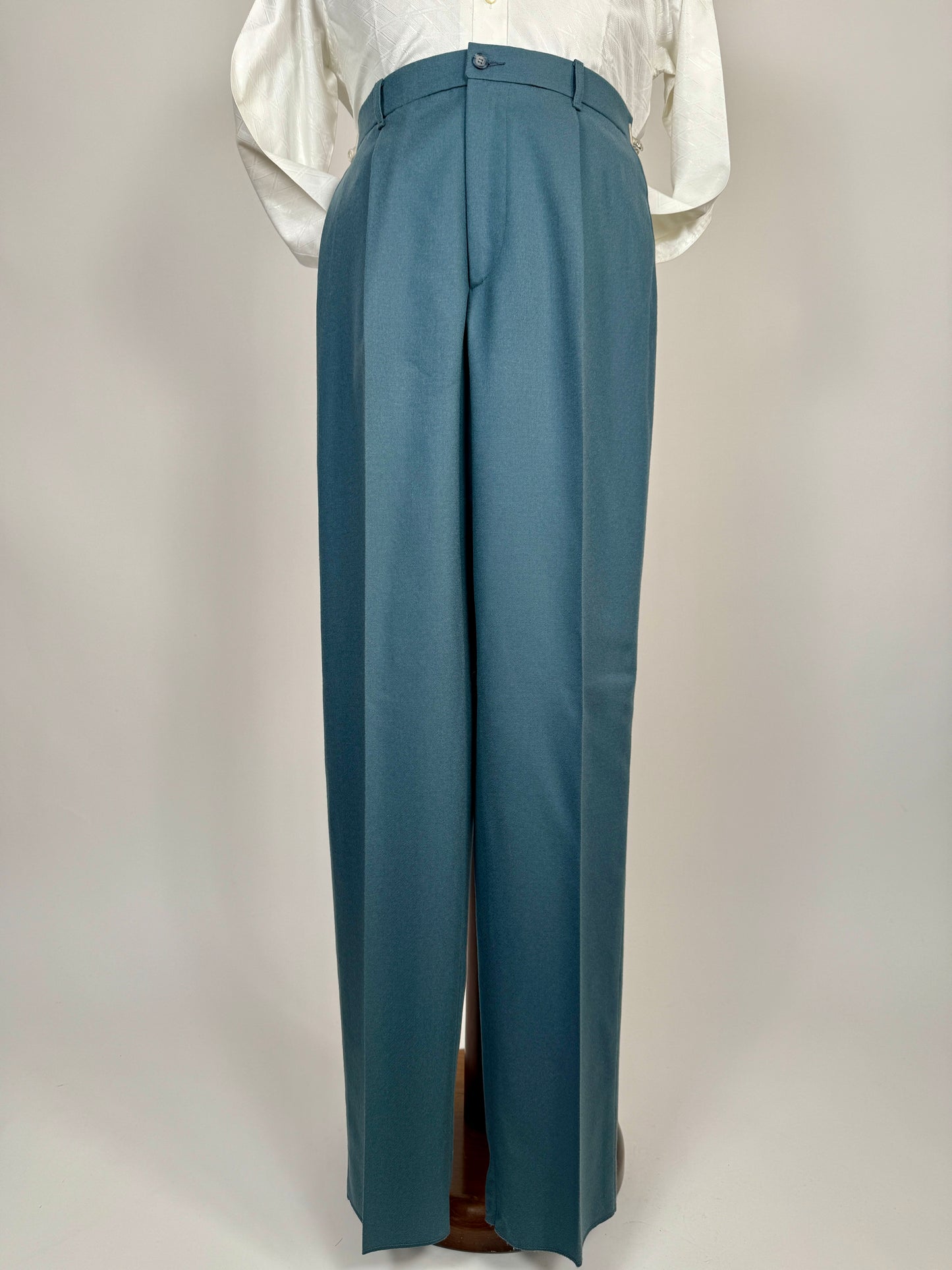 Pantaloni anni ‘80 flanella verde petrolio (NOS) - tg. 48