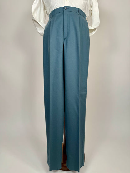 Pantaloni anni ‘80 flanella verde petrolio (NOS) - tg. 48