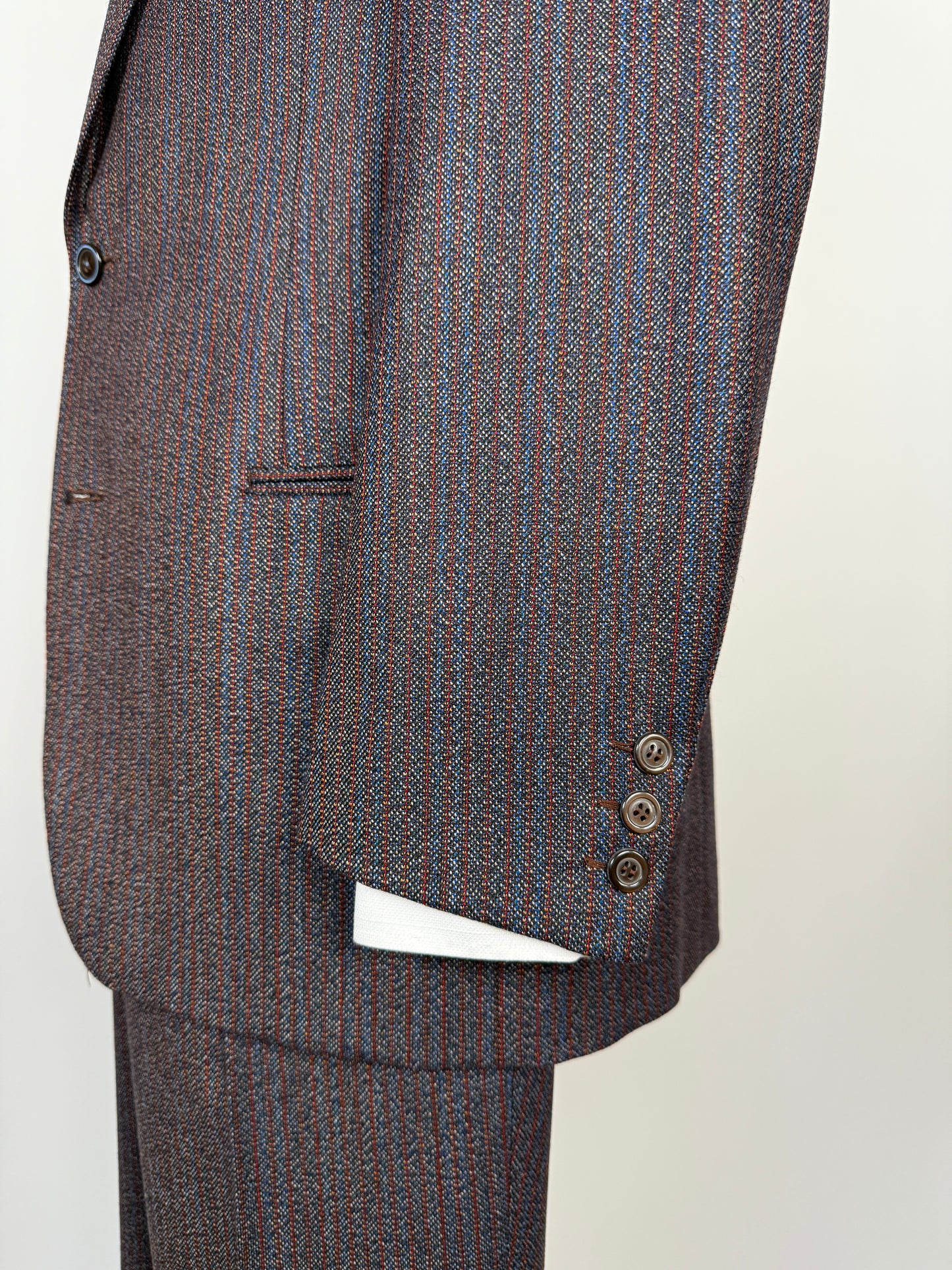Completo sartoriale anni ‘70 rosso e blu sale-pepe - tg. 50