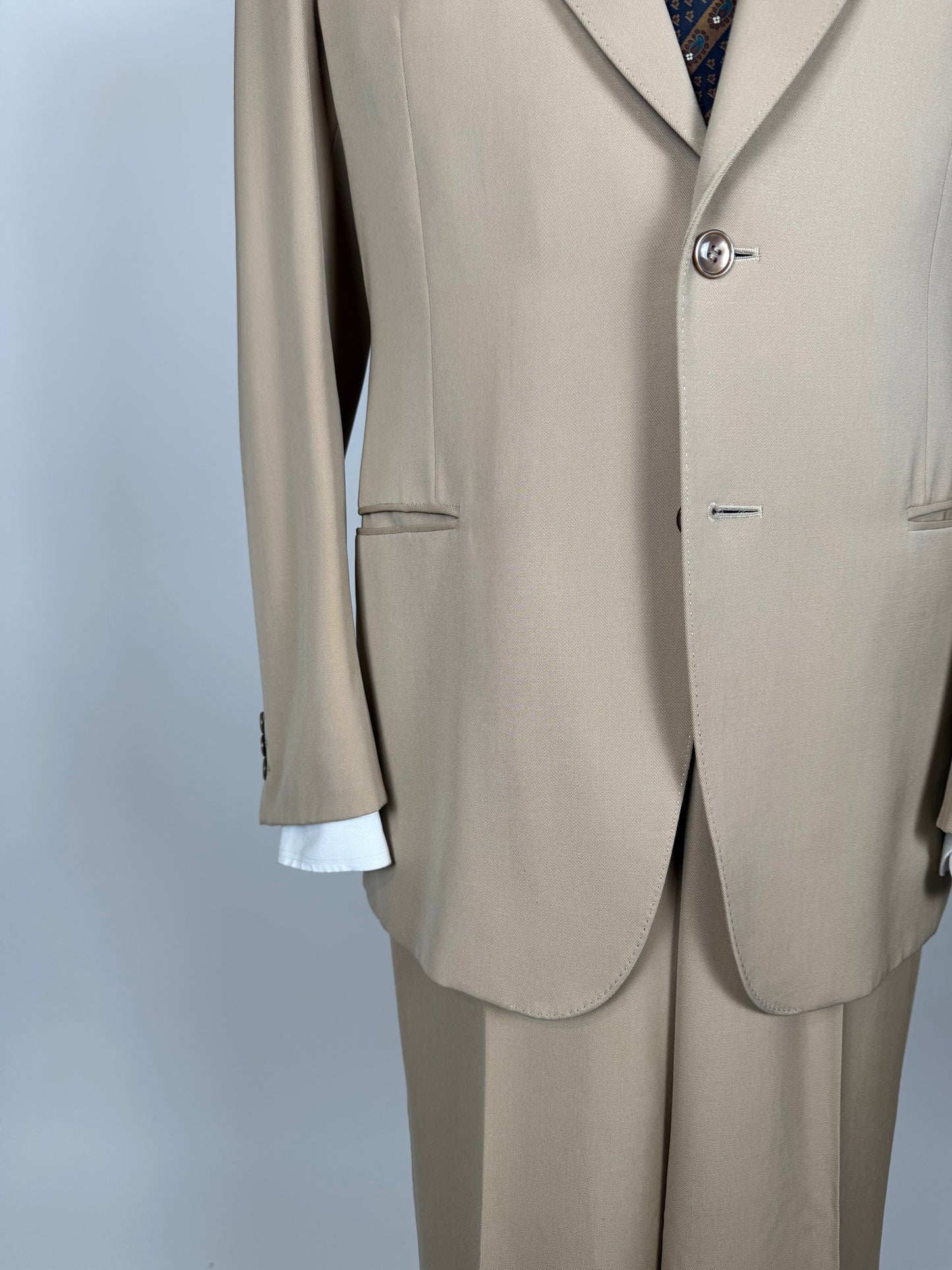Completo anni ‘70 twill pettinato beige - tg. 46/48