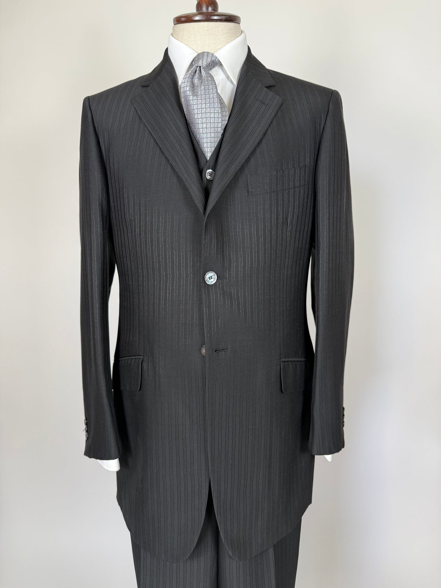 Completo 3 pezzi Pal Zileri nero lana e seta - tg. 50
