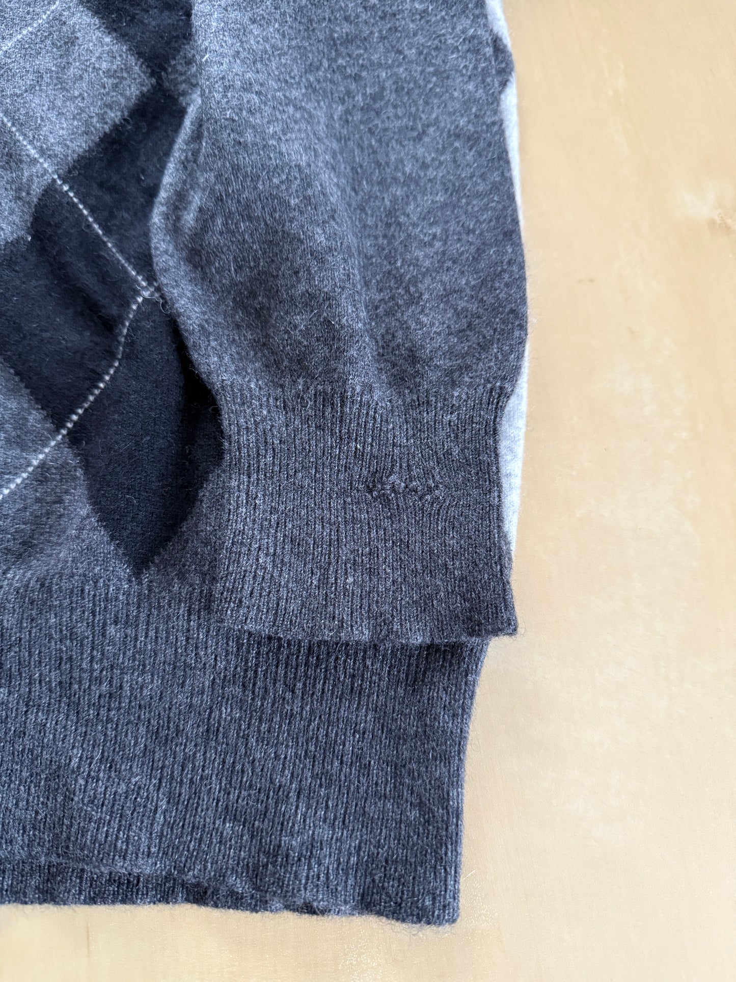 Pullover 100% cashmere grigio rombi - M