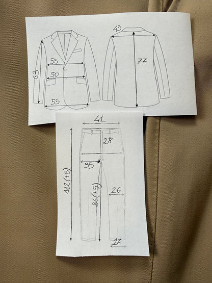 Completo anni ‘70 twill pettinato beige - tg. 46/48