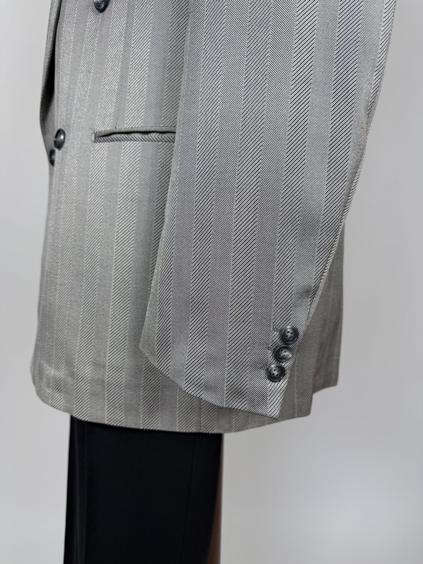 Giacca doppiopetto Christian Dior anni '70/'80 lana e seta chevrons - tg. 52 lunga