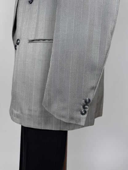 Giacca doppiopetto Christian Dior anni '70/'80 lana e seta chevrons - tg. 52 lunga