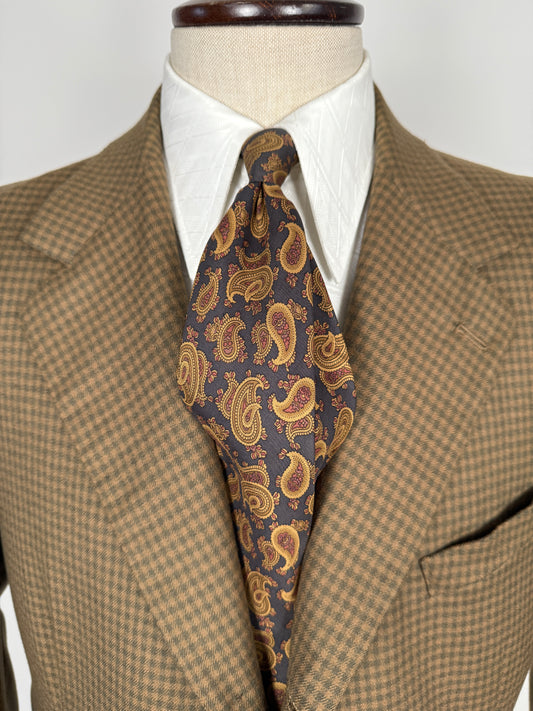 Cravatta paisley cachi fondo blu