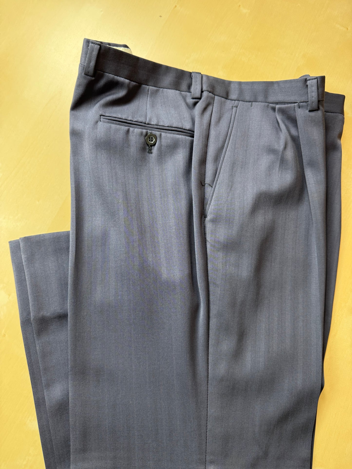 Pantaloni anni ‘80 lana pettinata trama spigata - tg. 52