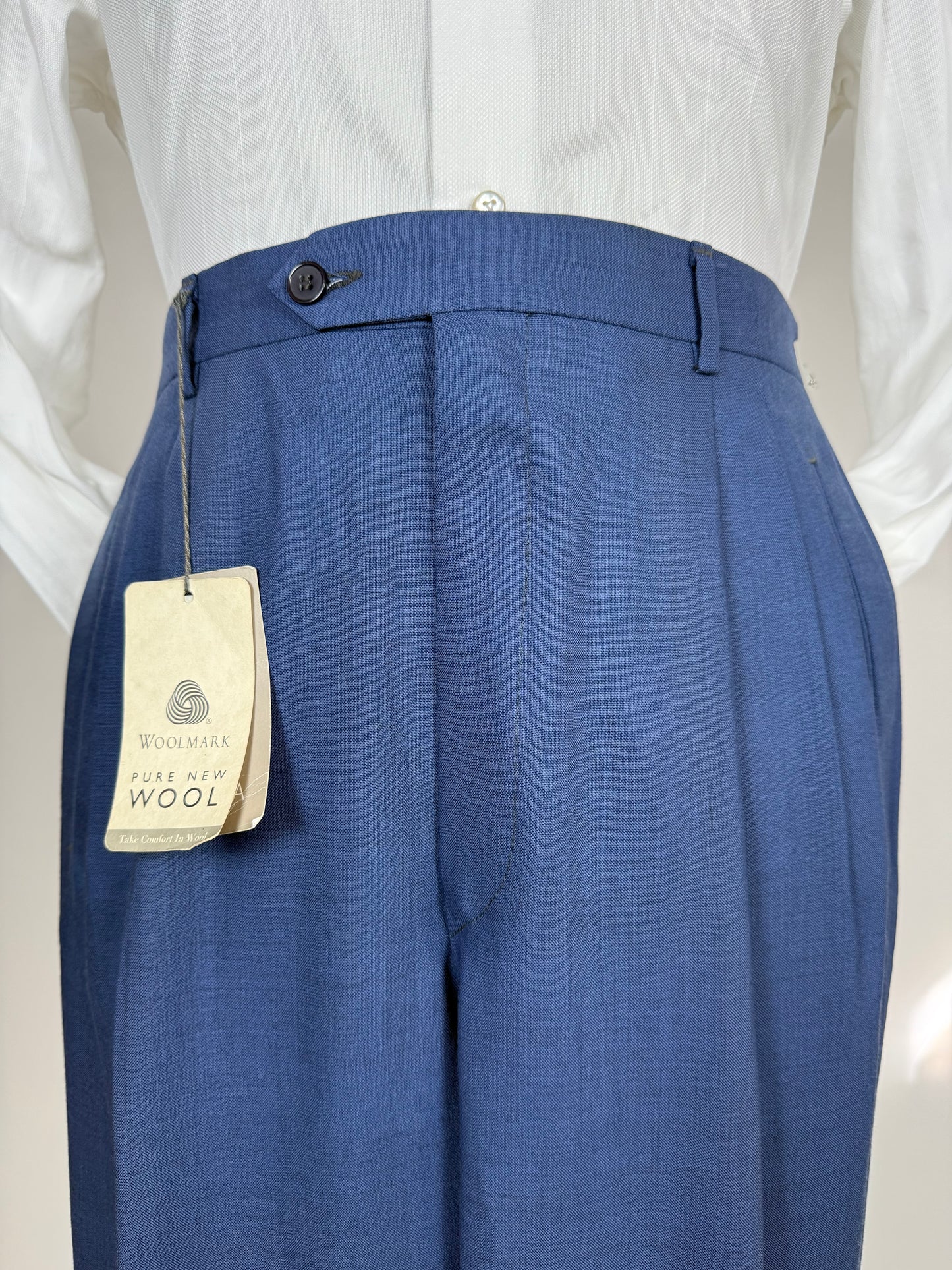 Pantaloni fresco lana blu cobalto anni '90 (NOS) - tg. 50