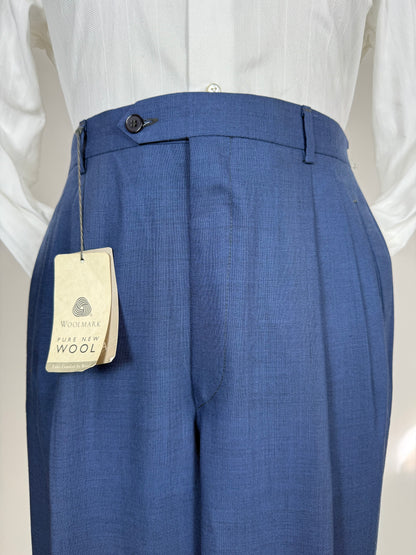 Pantaloni fresco lana blu cobalto anni '90 (NOS) - tg. 50