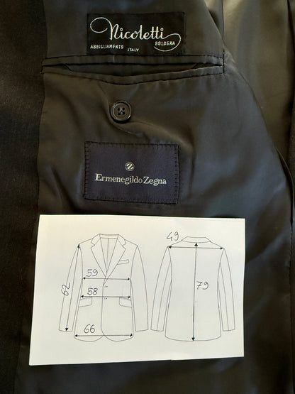 Giacca Ermenegildo Zegna anni ‘90 lana pettinata grigio antracite - tg. 52 drop basso