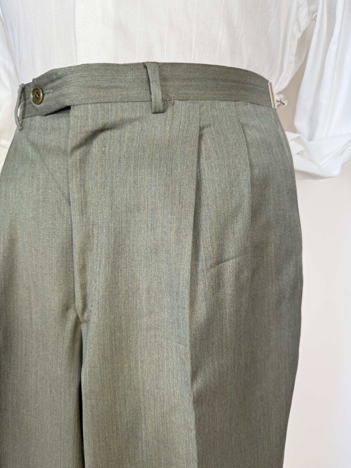 Completo anni ‘80 in lana pettinata verde mélange - tg. 48