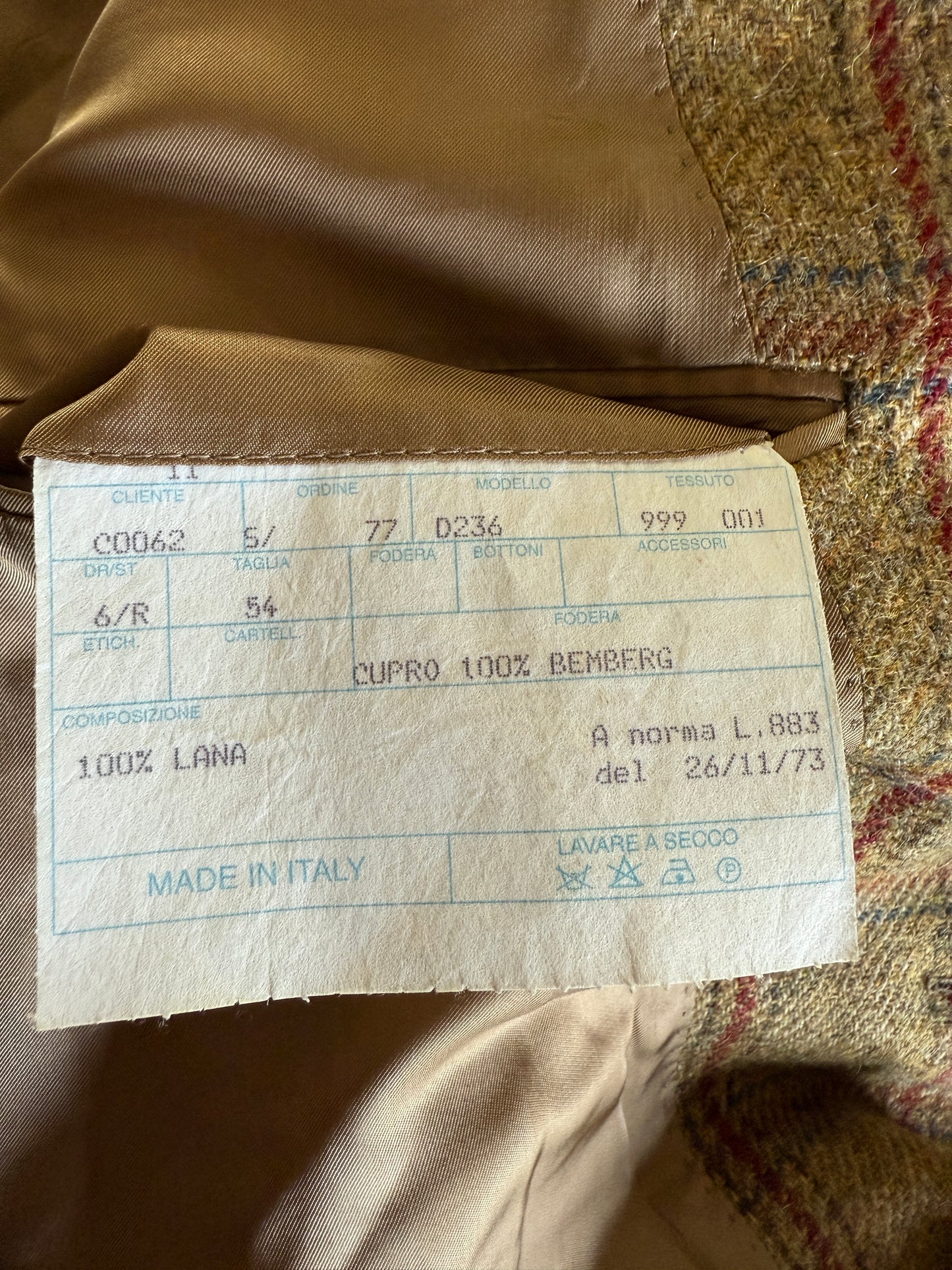 Giacca De Paz in tweed cachi finestrato - tg. 54