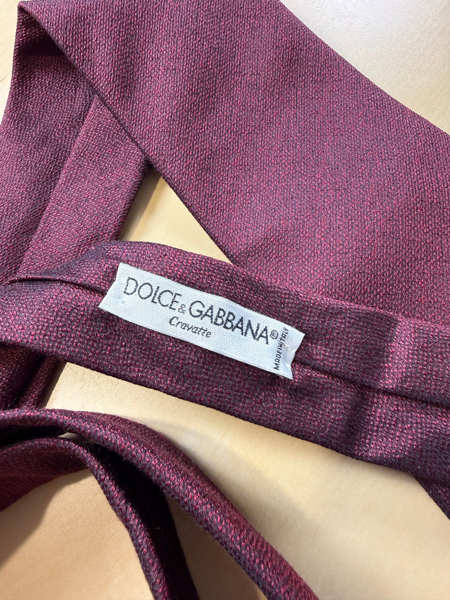 Cravatta Dolce & Gabbana bordeaux seta e lana