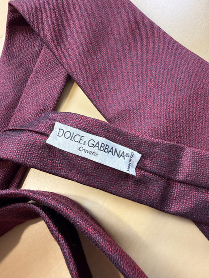 Cravatta Dolce & Gabbana bordeaux seta e lana