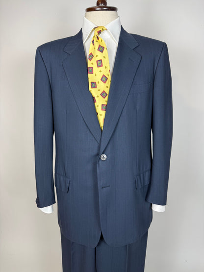 Completo anni '80 lana pettinata verde-blu petrolio - tg. 52