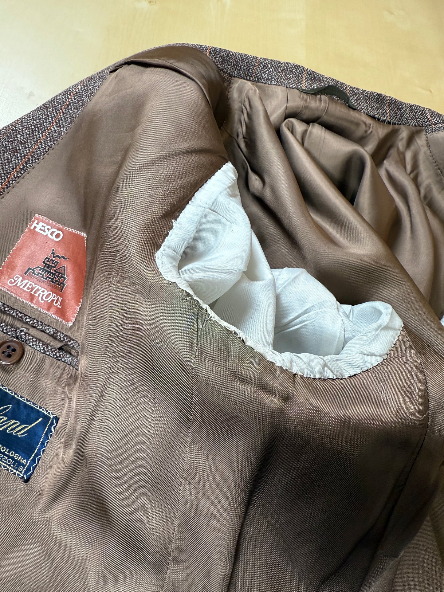 Completo anni ‘70 tweed marrone - tg. 50