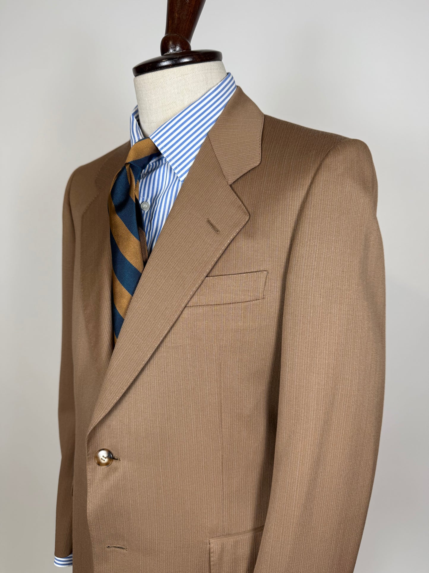 Completo Corneliani anni ‘70 lana pettinata marrone - tg. 48