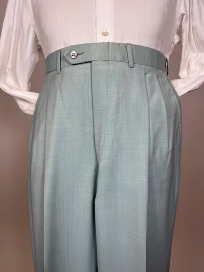 Pantaloni fresco lana turchese anni ‘80 (NOS) - tg. 50/52