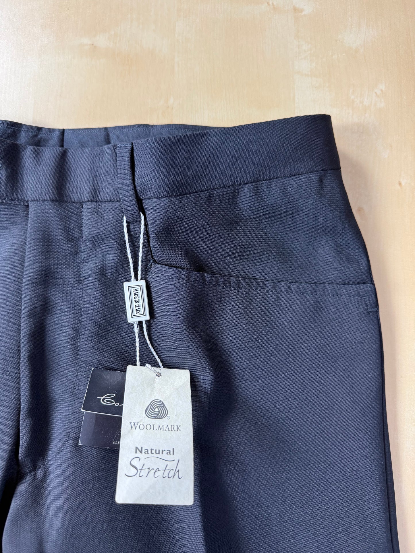 Pantaloni fresco lana blu tasche carrettiera anni '90 (NOS) - tg. 44/46