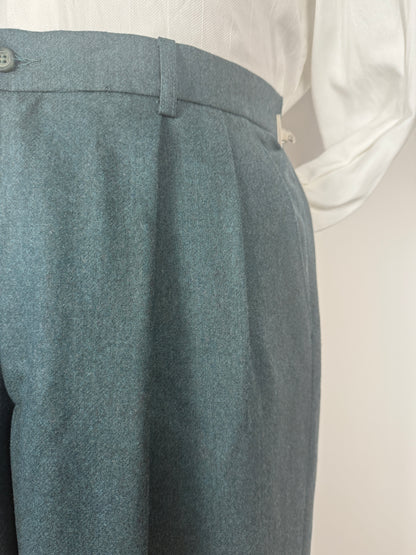 Pantaloni anni ‘80 in flanella verde pino (NOS) - tg. 52