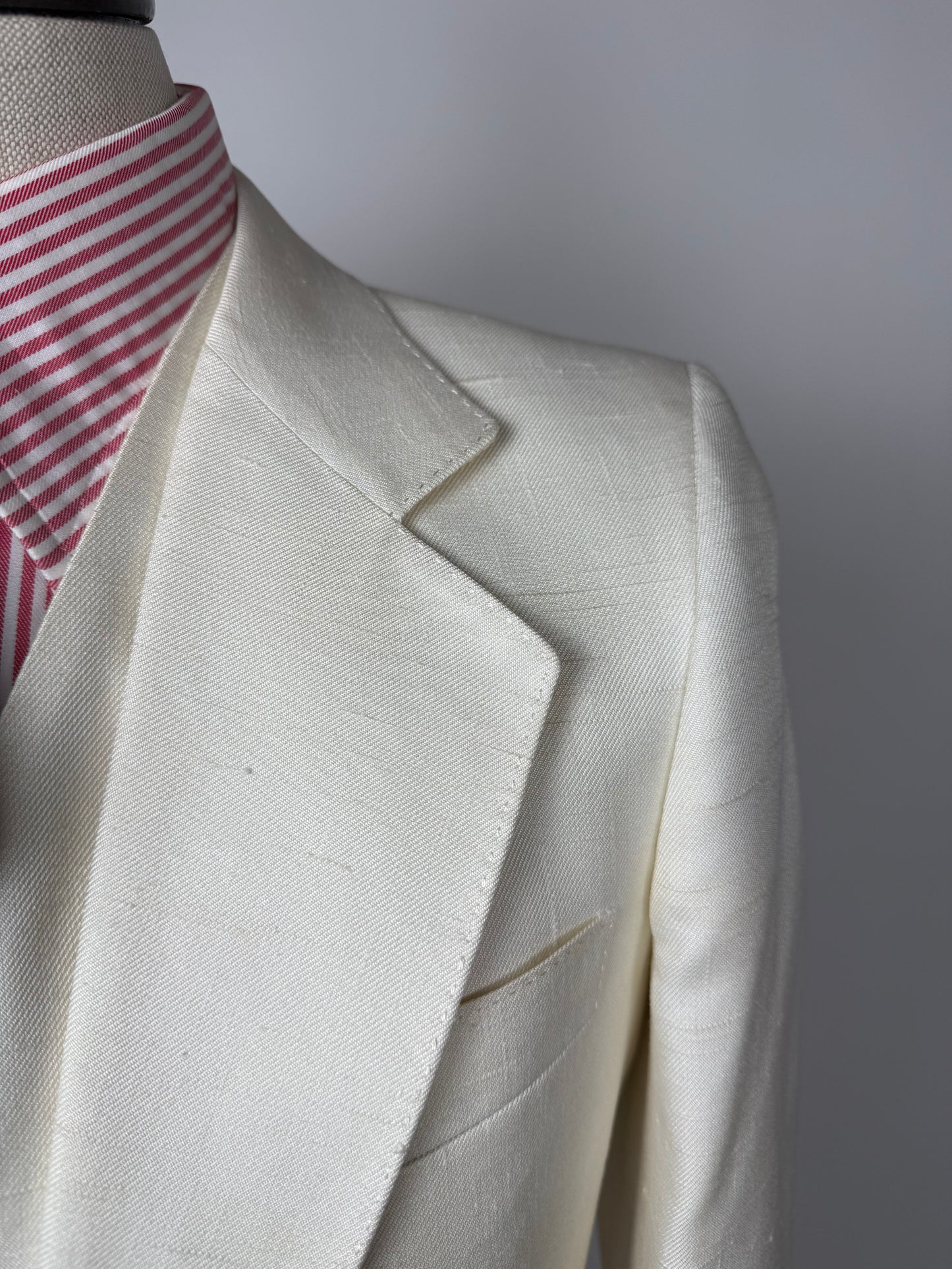 Completo 3 pezzi anni '70 seta shantung avorio - tg. 42/44