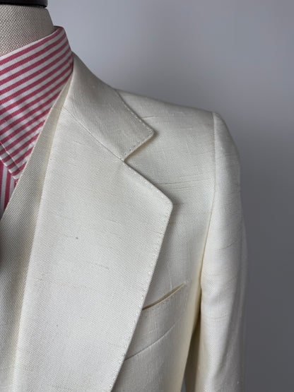 Completo 3 pezzi anni '70 seta shantung avorio - tg. 42/44