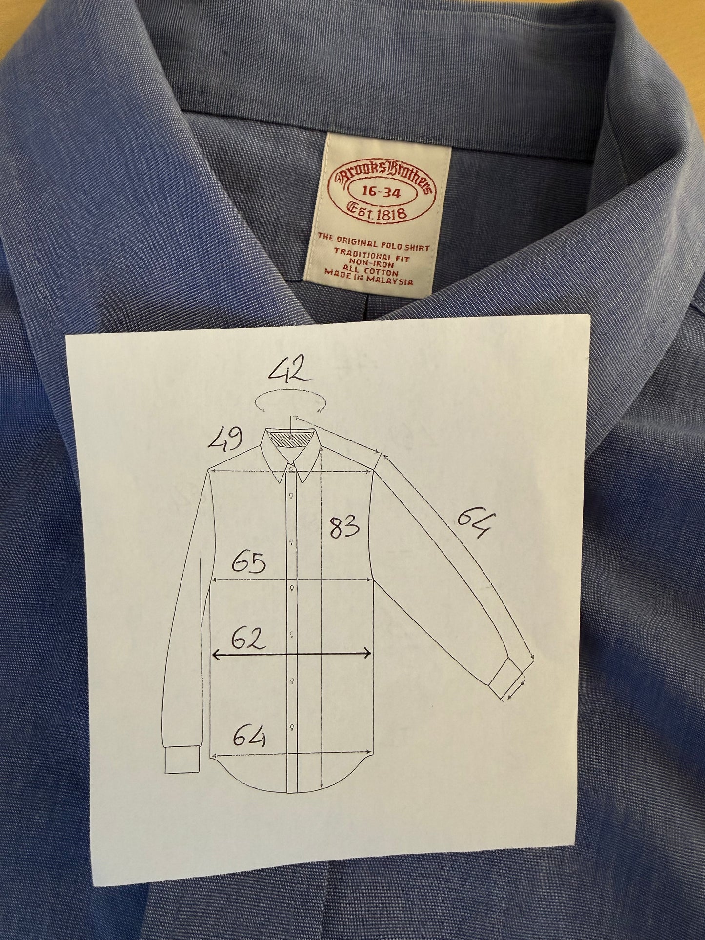 Camicia Brooks Brothers blu avio - tg. 16 (L/XL collo 42)
