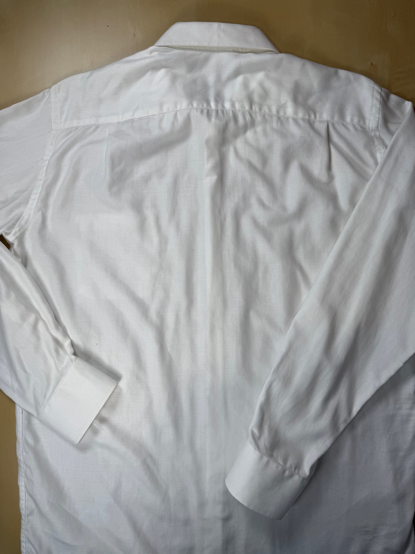 Camicia bianca cotone herringbone - XL collo 45
