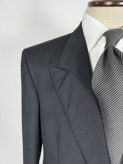 Giacca fresco lana blu mono bottone revers a lancia - tg. 50/52 corta