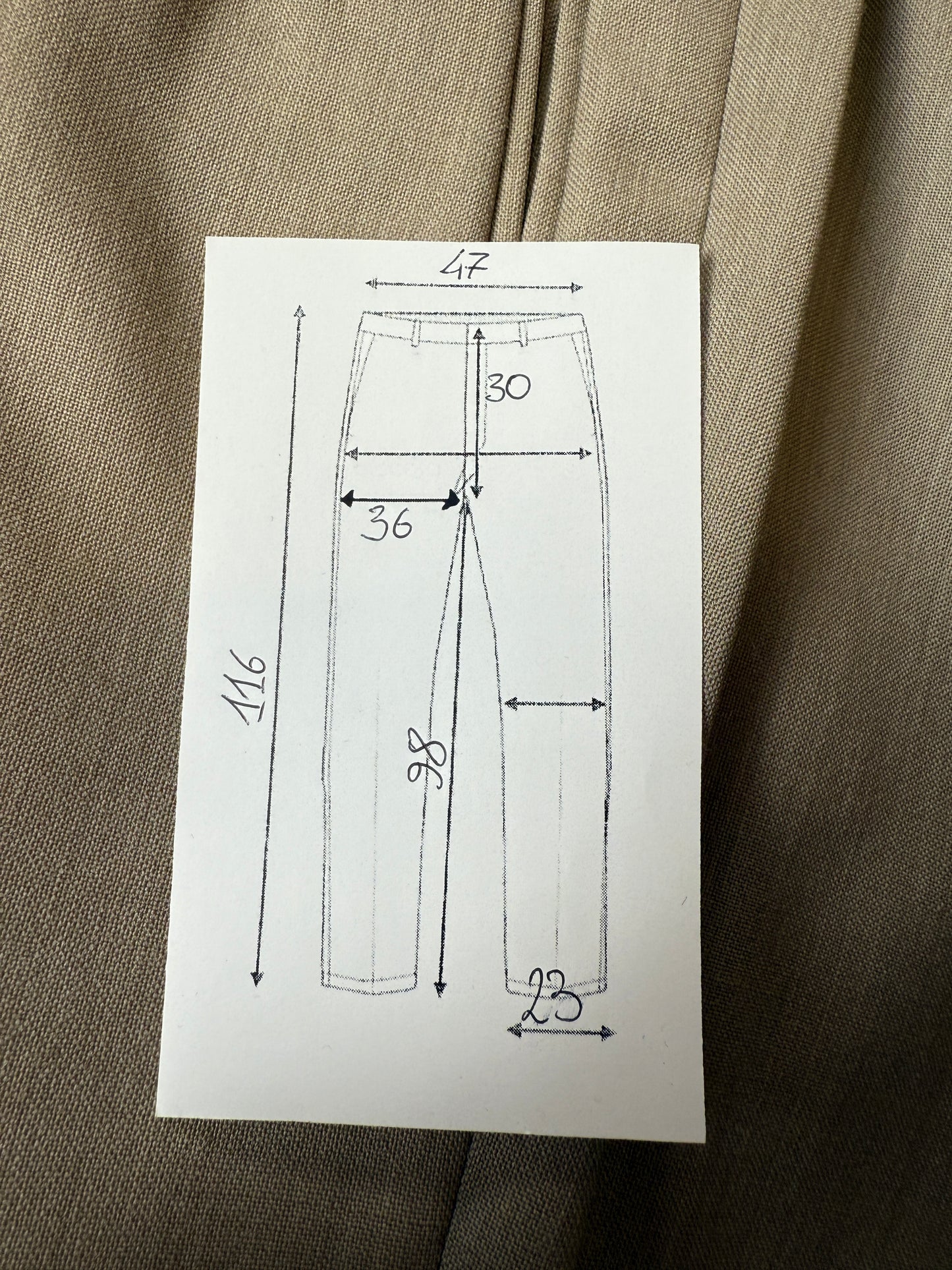 Pantalone anni ‘90 in fresco lana beige/cachi (NOS) - tg. 52