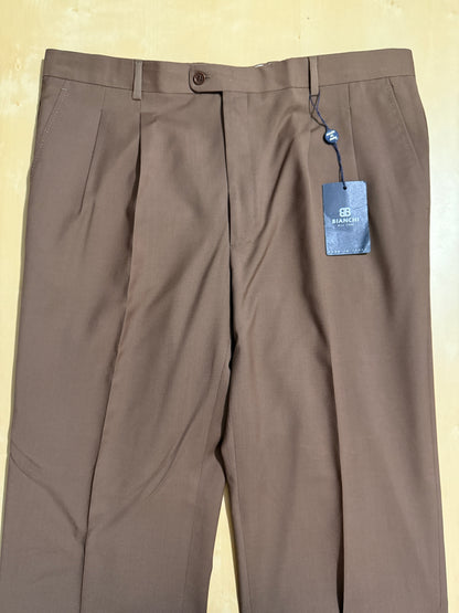 Pantalone anni '80 fresco lana marrone cacao (NOS) - tg. 54