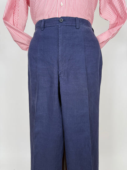 Completo sartoriale anni '70 in lino blu stile workwear - tg. 54