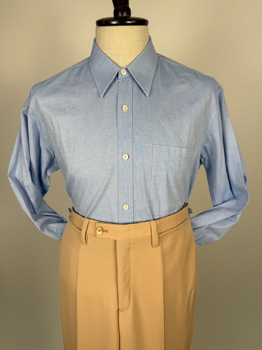 Camicia sartoriale anni ‘70/‘80 Oxford azzurro - M/L collo 42